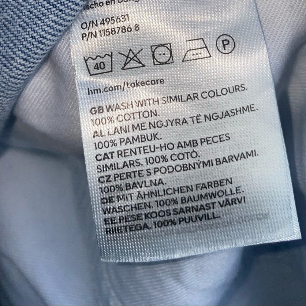H&M Light Blue Denim Jeans Size XS, With Elastic Waist, Loose Fit - Picture 7 of 9